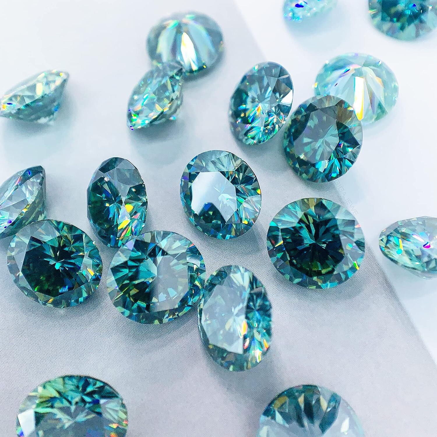 1~12ct VVS1 Blue Green color Round Excellent Cut Moissanite Loose Gemstones &GRA