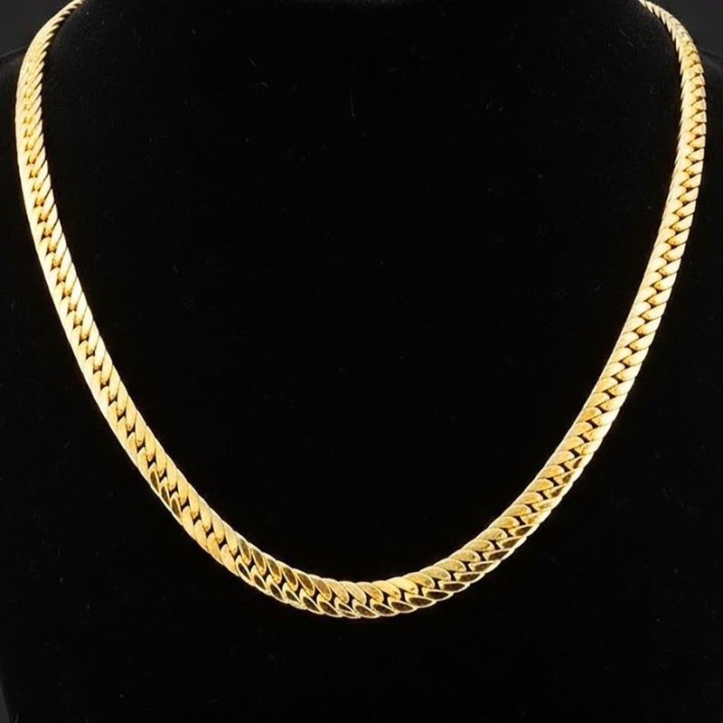 18K Yellow Gold Filled Tarnish-Free 24″ 8mm Mens Flat Snake Chain Necklace D130