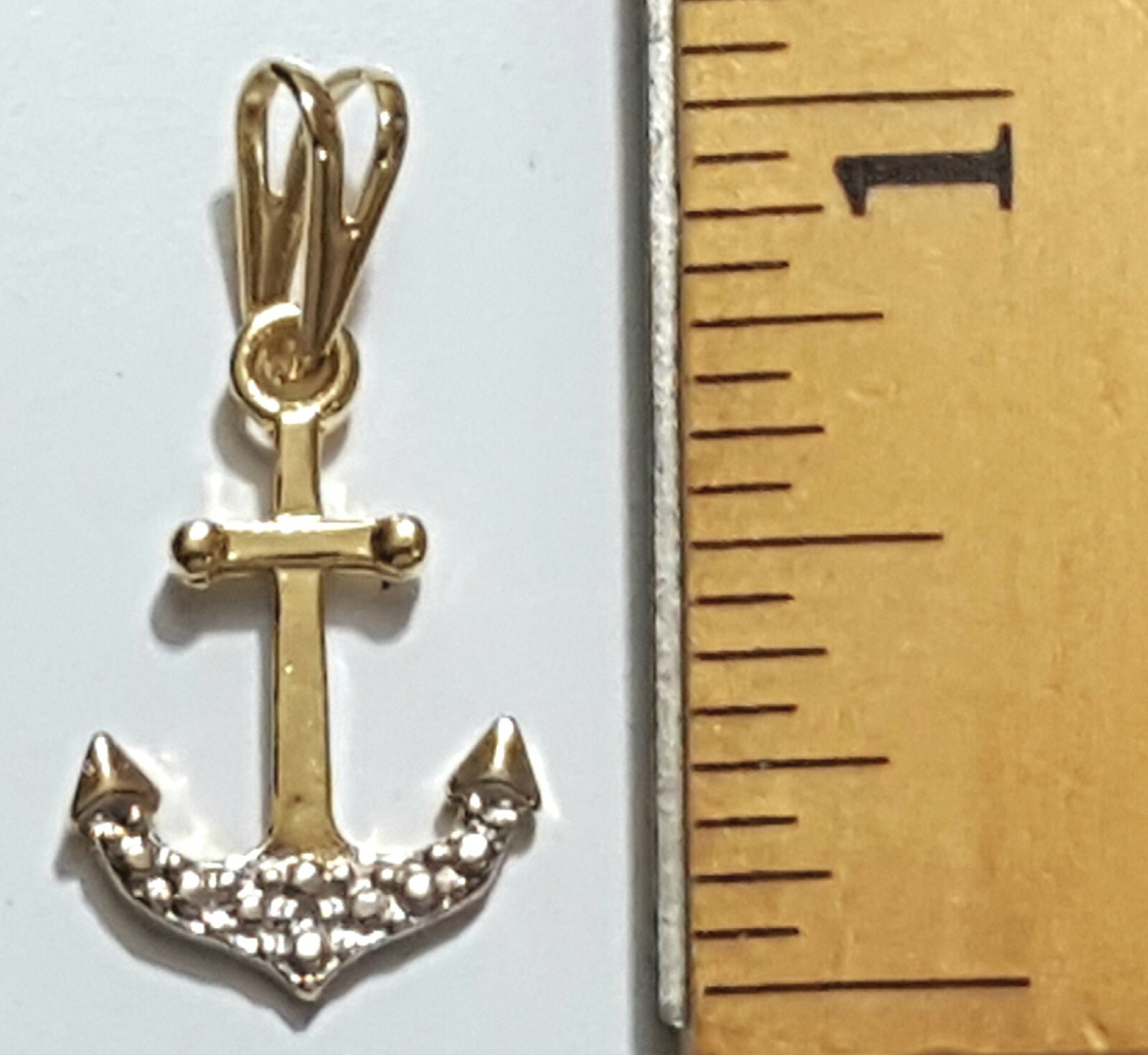 Anchor Pendant 1 inch High Gold Filled Diamond Cut Bottom New 4