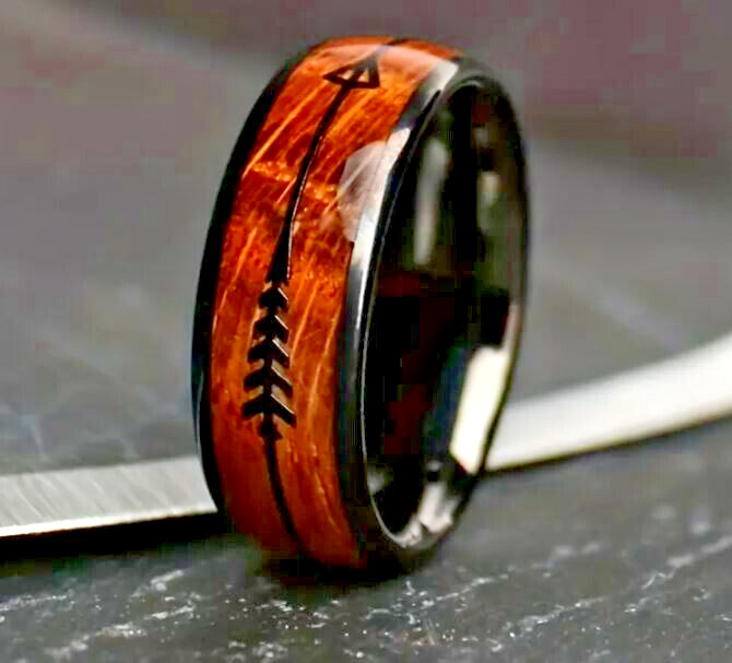 Whiskey Barrel Wood Men’s Wedding Band Ring