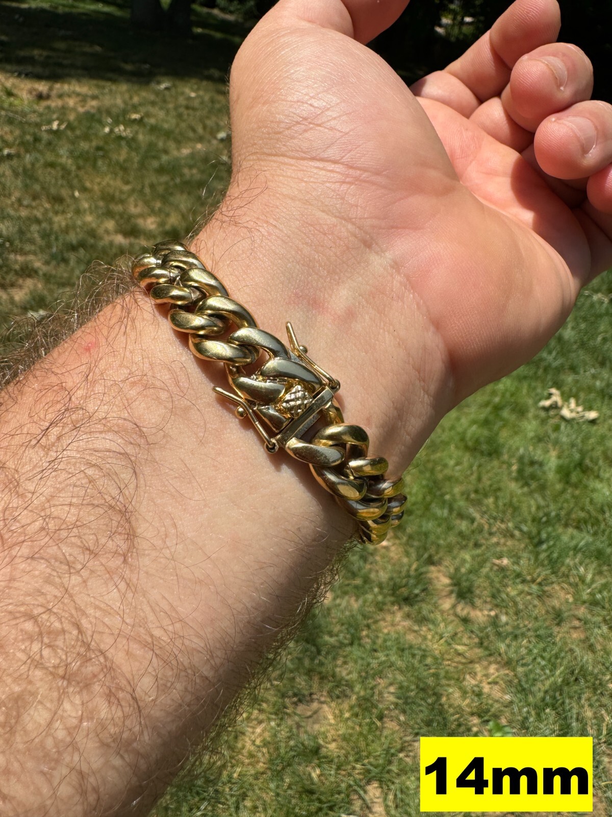 Miami Cuban Link Bracelet 14k Yellow Gold Plated Stainless Steel 4-18mm