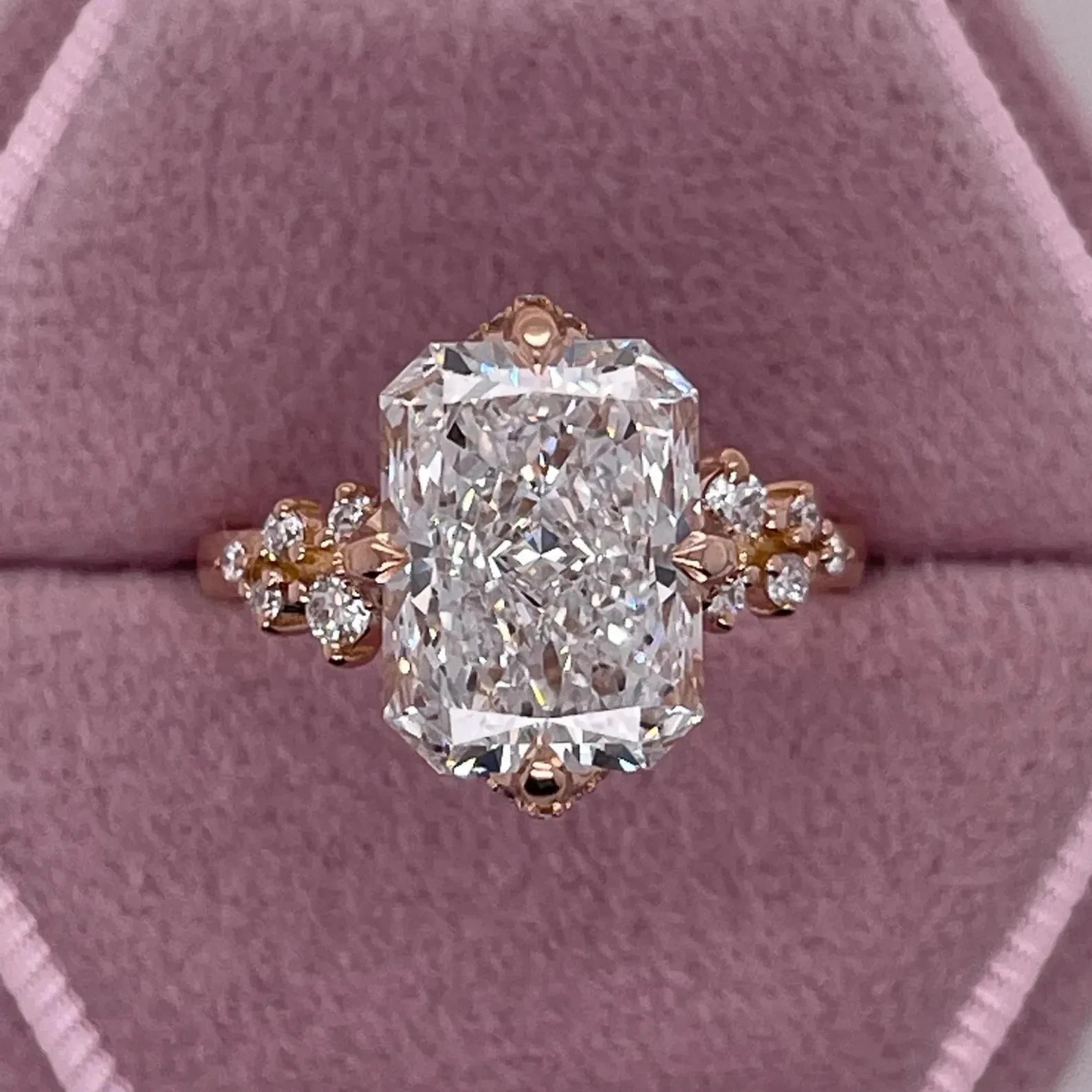 4Ct Radiant Cut Lab Created Stone Solitaire Wedding Ring 14K Yellow Gold Plated