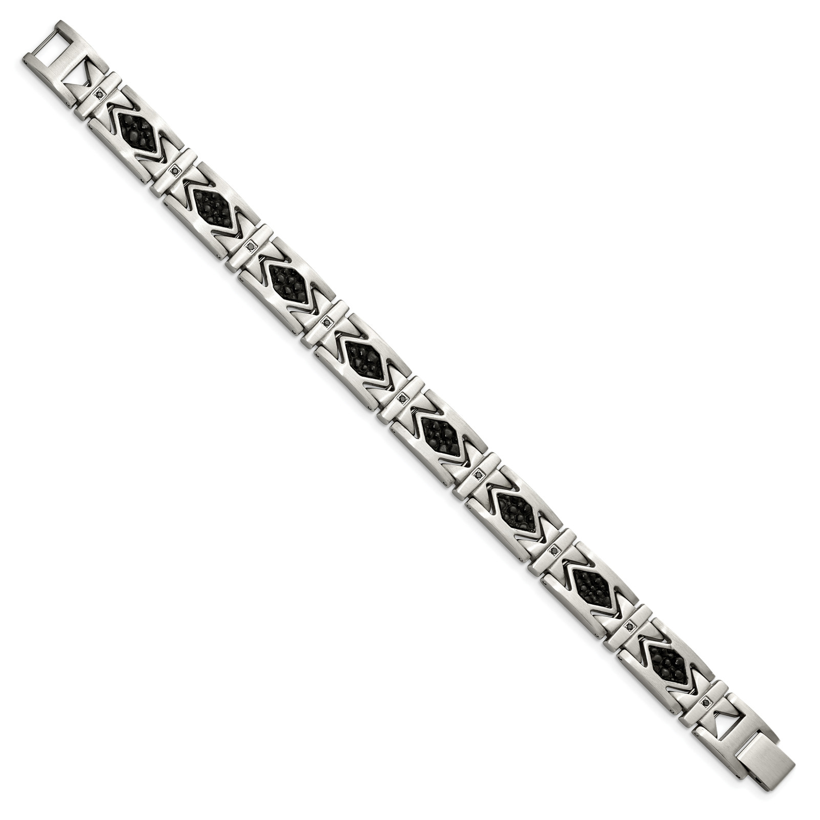 Chisel Stainless Steel Brushed with Stringray Textured Black Leather and Black C