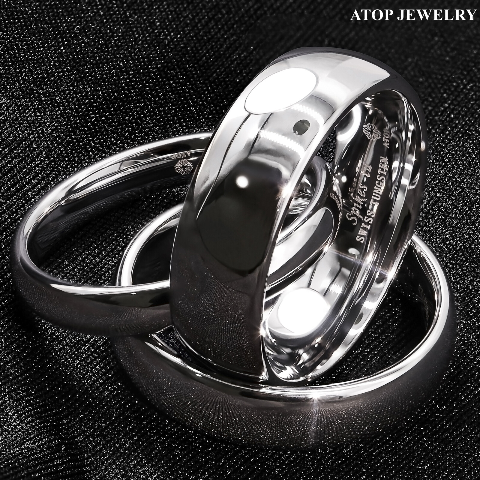 Tungsten Carbide Silver White Polish Dome Wedding Band Ring ATOP Men’s Jewelry