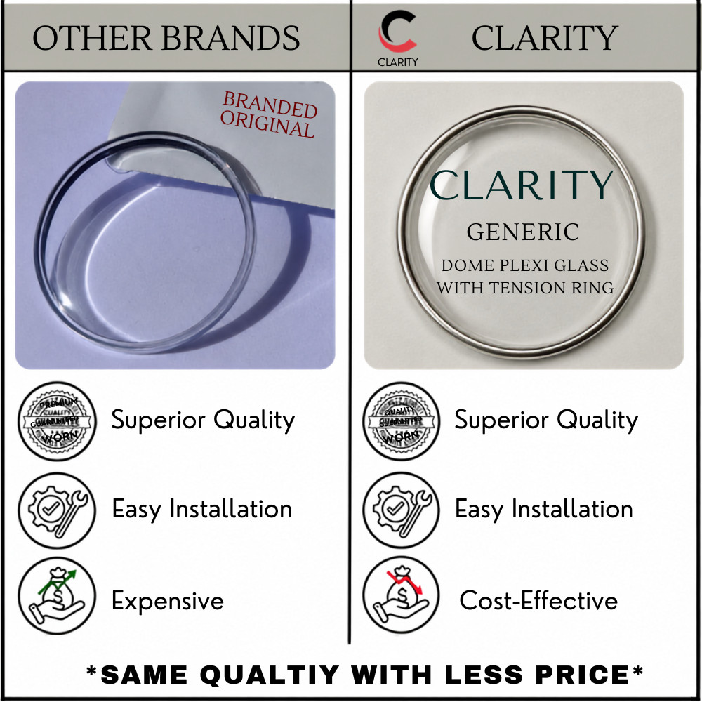 Crystal Generic Dome Acrylic Watch Plexi Glass with Tension Ring (Armoured) 2PCS