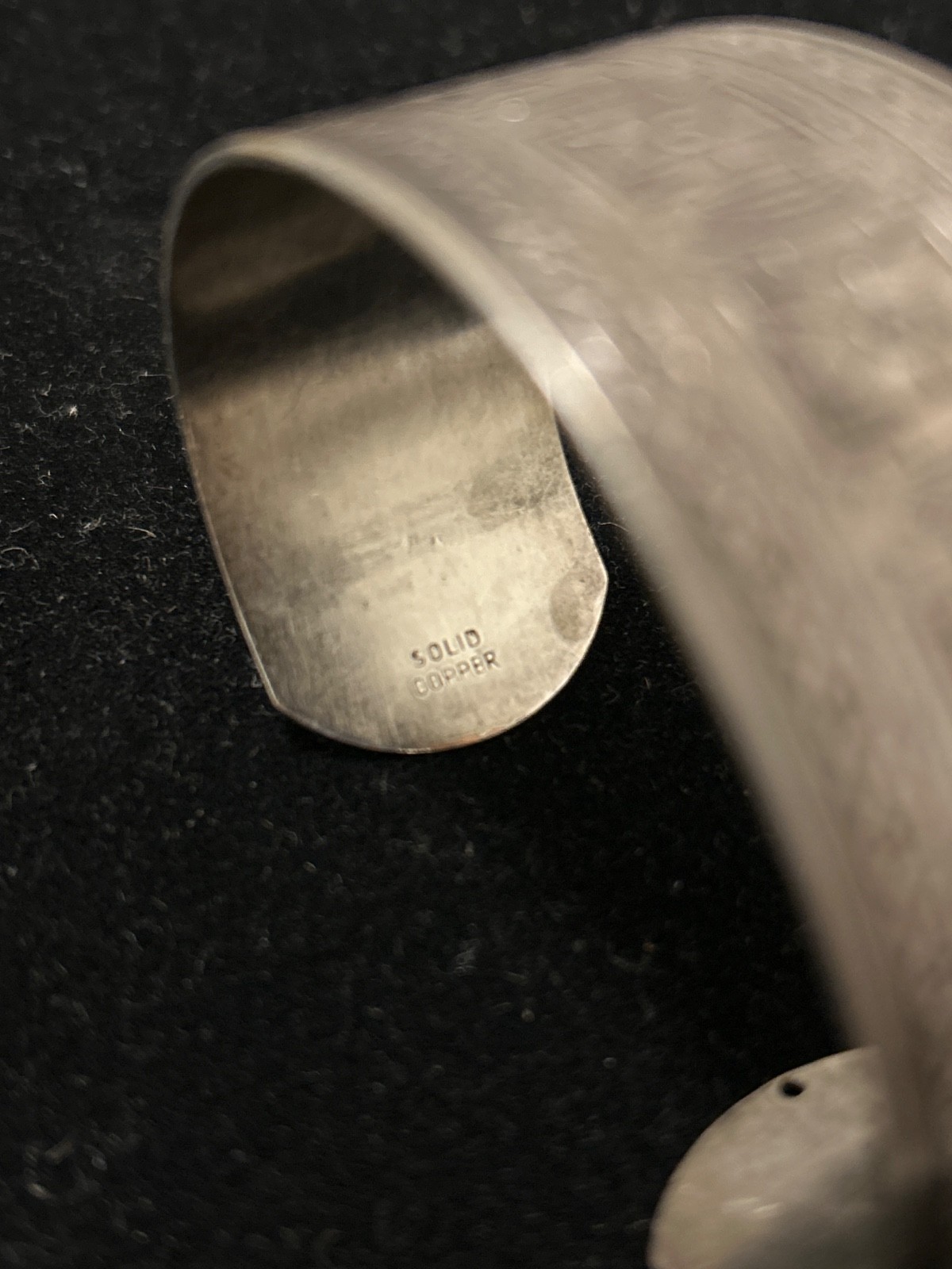 Engraved Ethnic Silver Copper Cuff Bracelet Unisex Adults