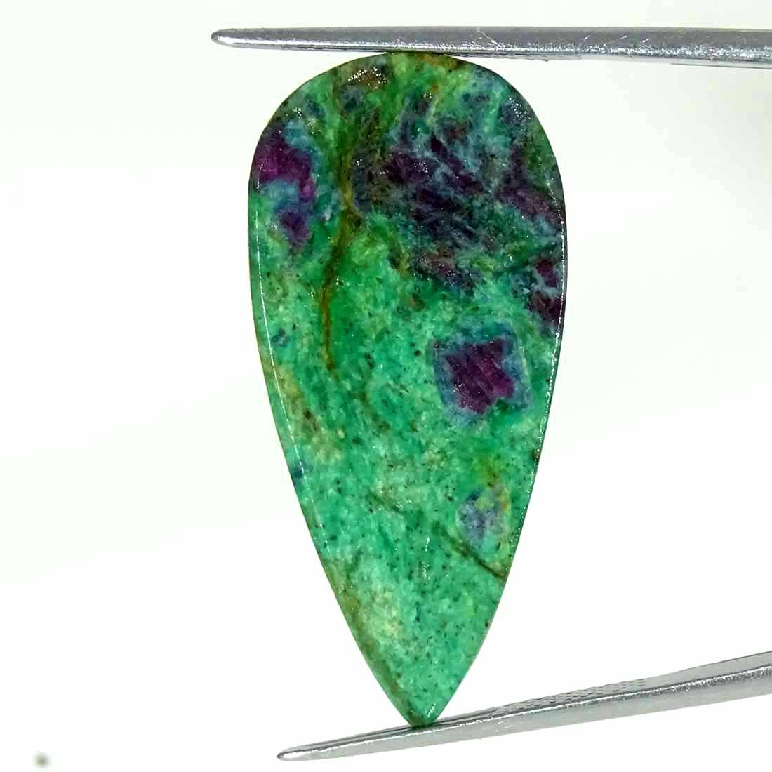 23.80Cts Natural Ruby in Fuchsite Pear Cabochon Loose Gemstone 16x34x5mm