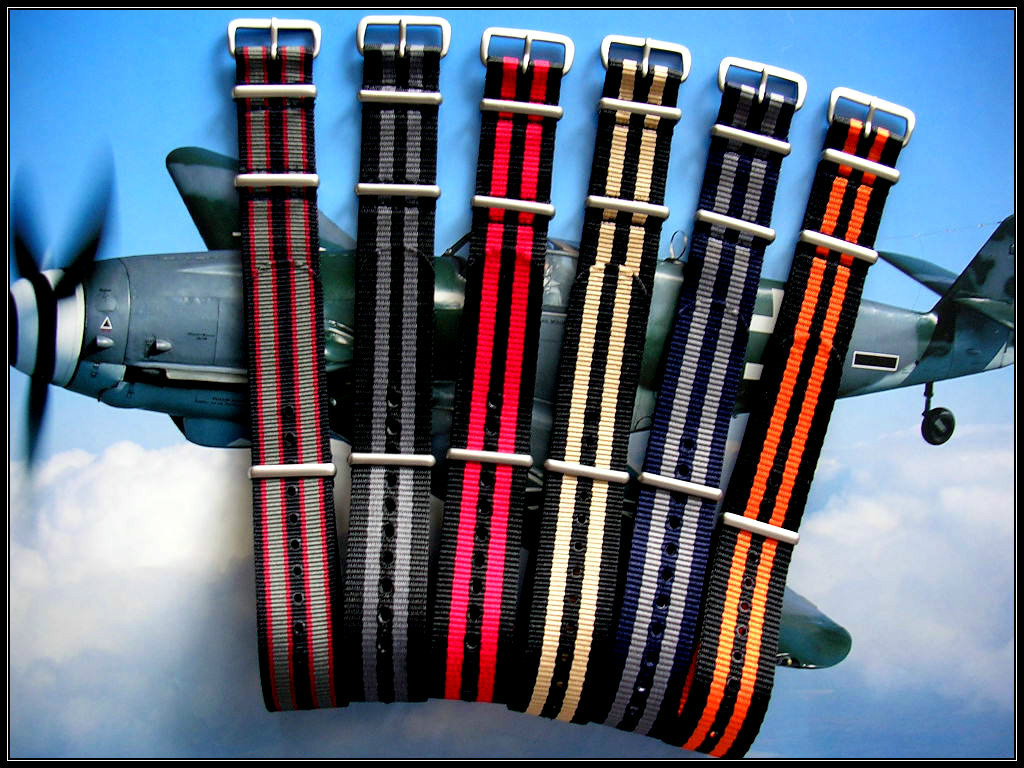 NATO G10 watch strap band 18mm Black Premium nylon Military RAF Bonded IW SUISSE
