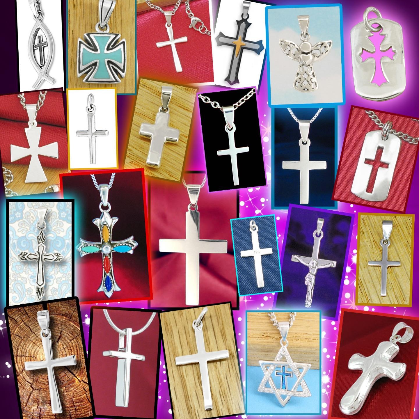Deep Small Cross Pendant – SOLID ‘925’ Sterling Silver – Chain Choice!