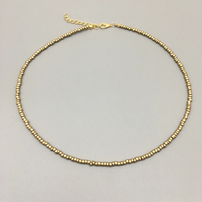 Women Necklace Seed Beads Strand String Beaded Short Jewelry 16 Inches Chokers