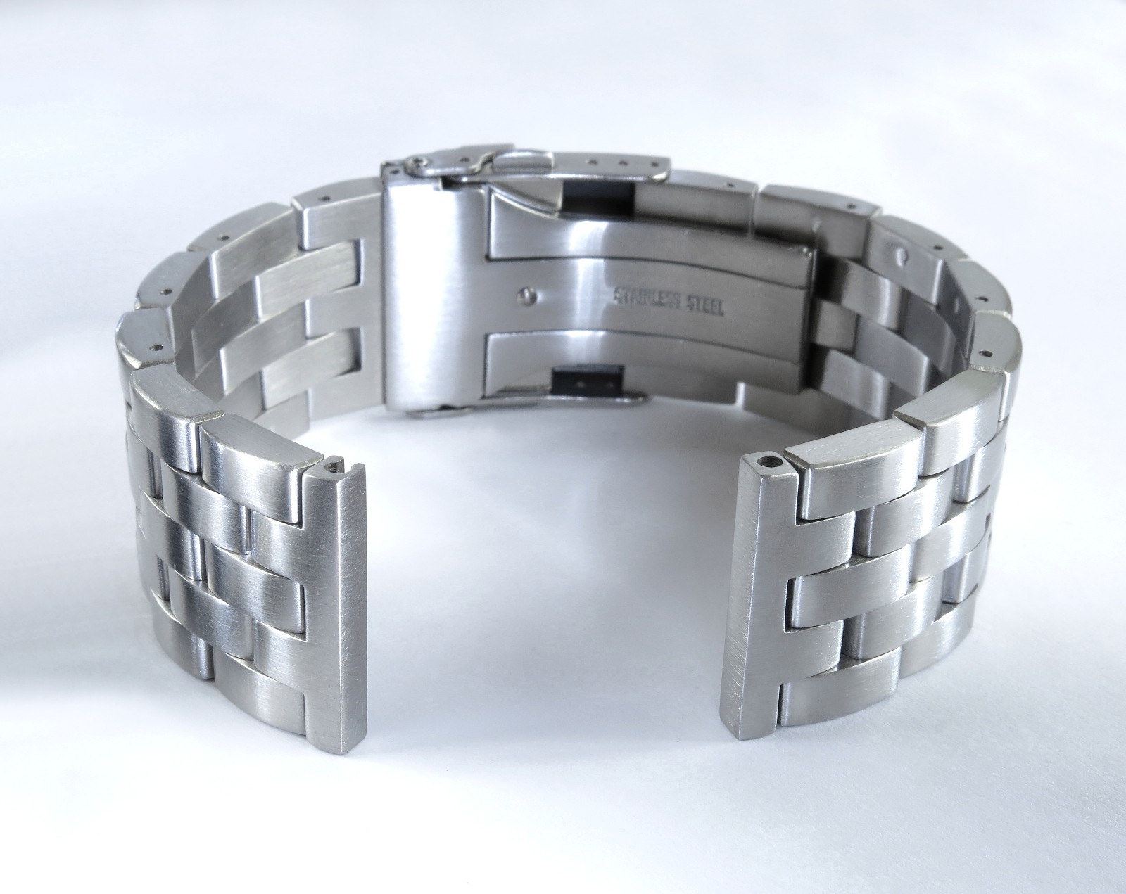 20mm Strait Straight End Brushed Engineer Watch Bracelet, Solid Stainless Steel