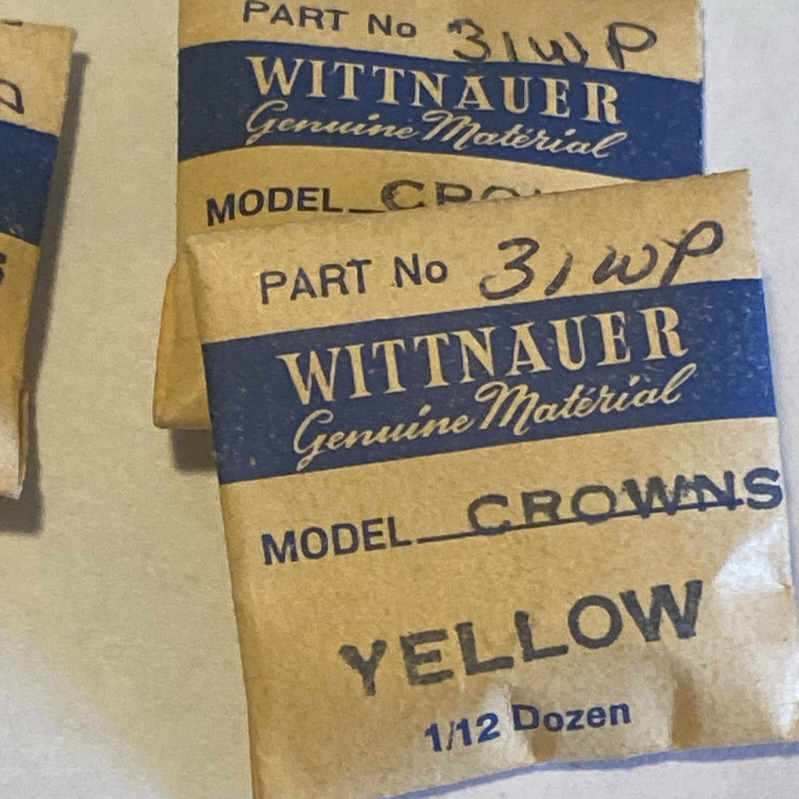 NOS Wittnauer Water Proof Crowns White & Yellow 26WP 28WP 29WP 30WP 31WP 35WP