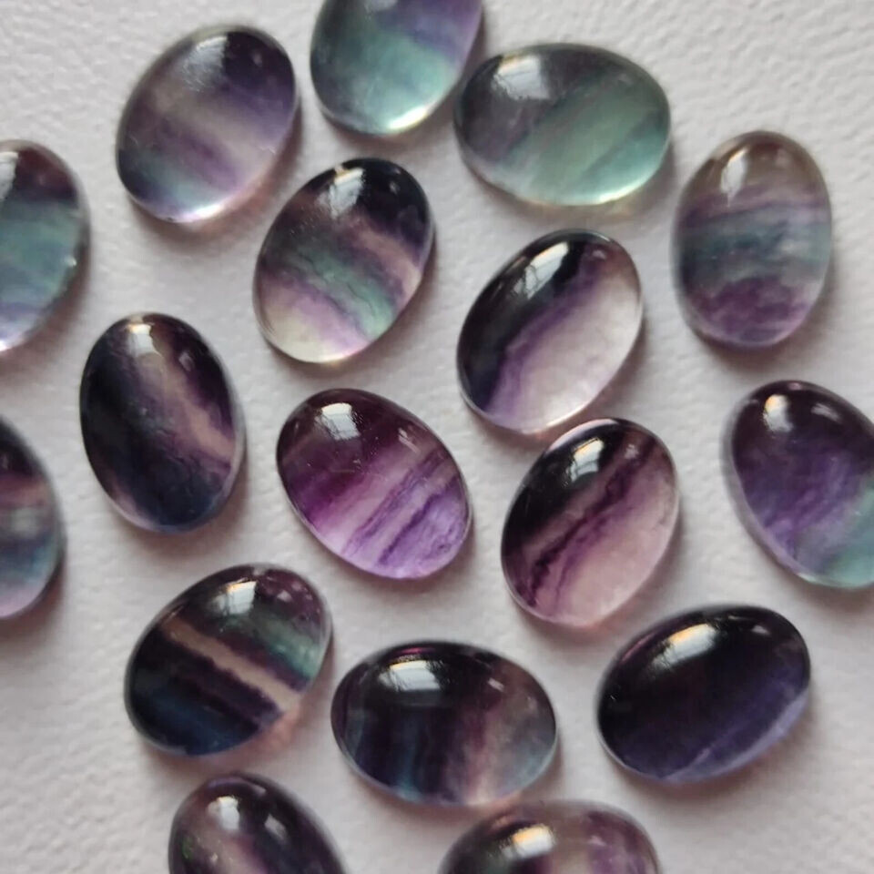 [WHOLESALE] NATURAL RAINBOW FLOURITE CABOCHON OVAL SHAPE LOOSE GEMSTONE