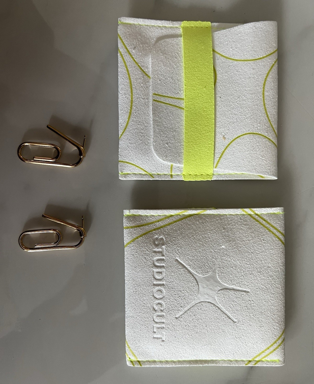 STUDIOCULT Paper Clip Dangle Earrings Gold Stainless Steel 4.5cm