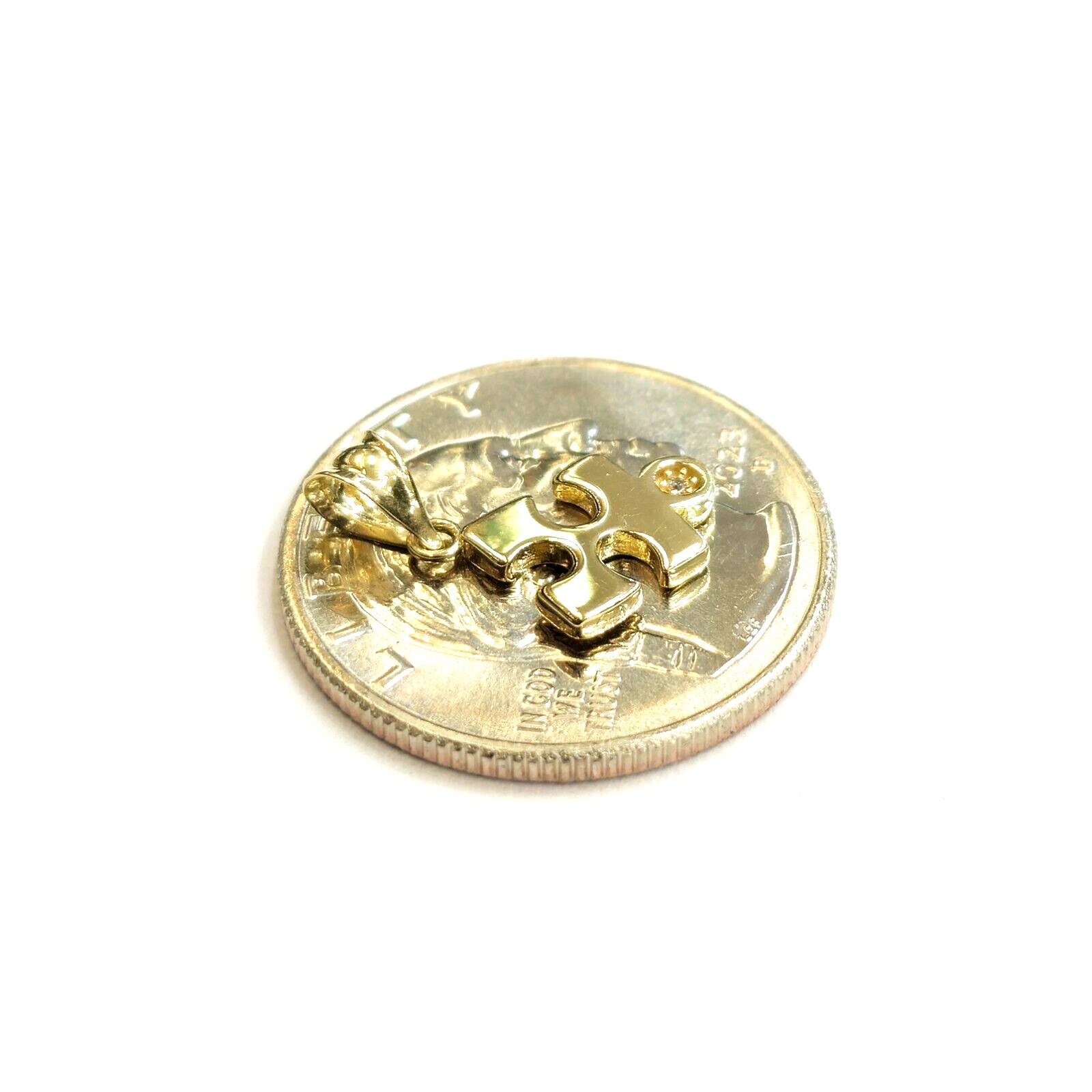14k yellow Gold Tiny puzzle piece Pendant charm unisex gift fine jewelry 0.8g