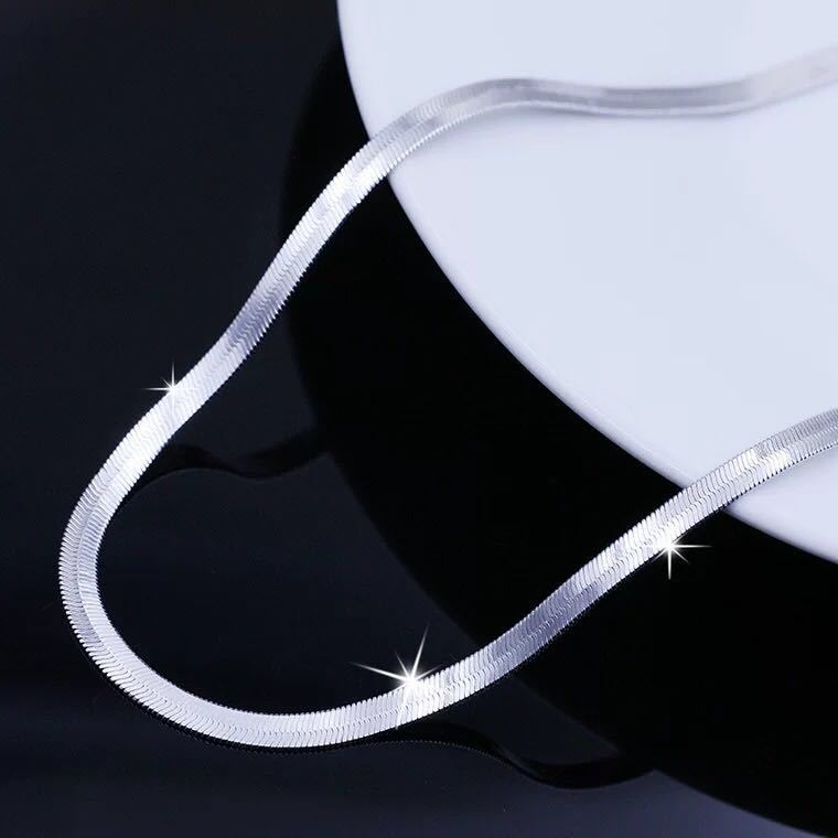 18″-24″ Men Women 925 Sterling Silver 4mm Wide Smooth Flat Chain Necklace #N253