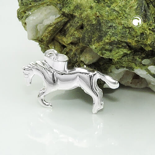 Genuine 925 Silver Shiny Jumping Horse Pendant 12x23mm