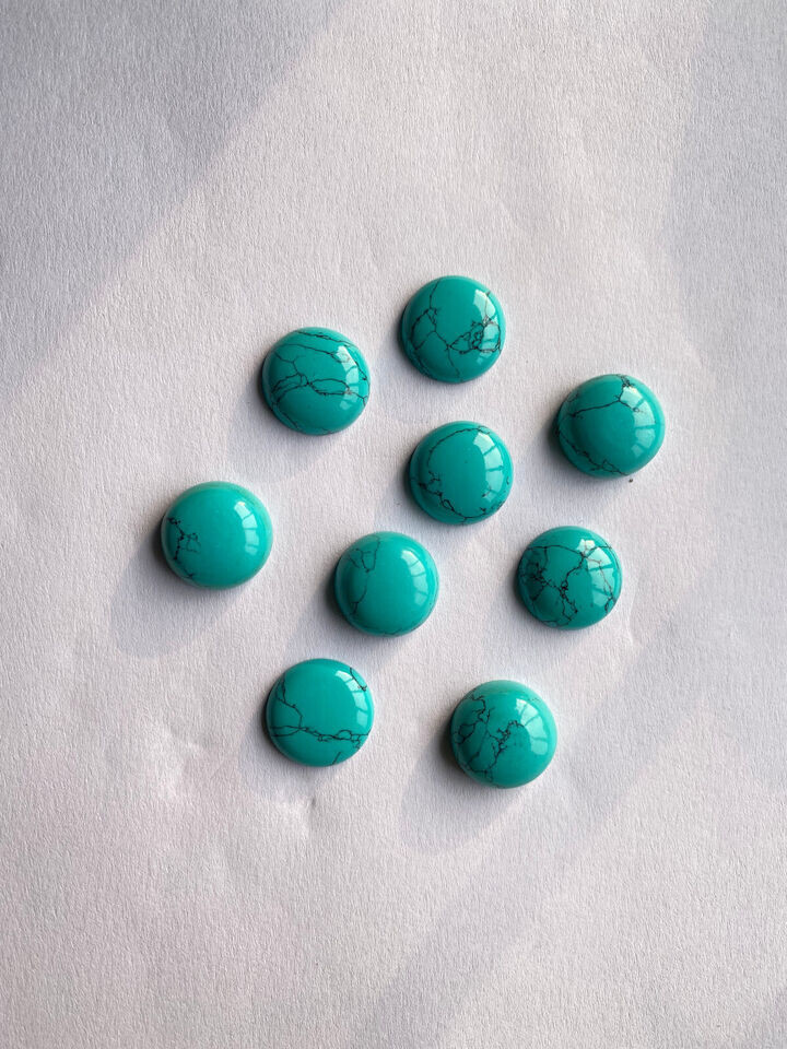 [WHOLESALE] SYNTHETIC BLUE TURQUOISE CABOCHON ROUND SHAPE LOOSE GEMSTONE