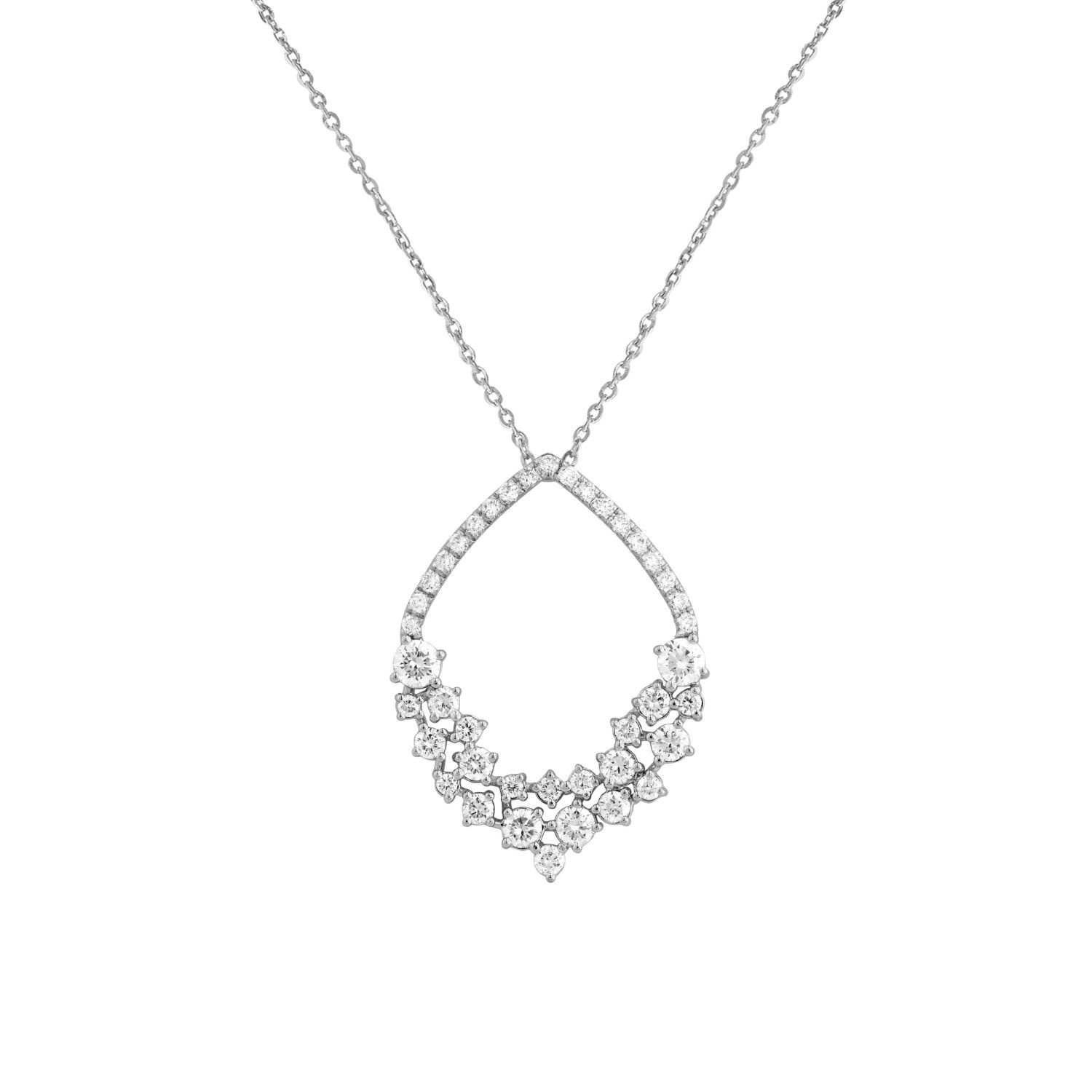 Cluster Pendant Chain 0.75 Ct Round Cut Lab Grown Diamond 925 Sterling Silver