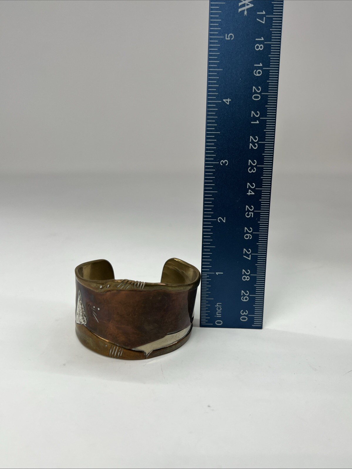 Copper, Brass, Sterling Artisan Earrings And Matching Cuff With Unknown Maker