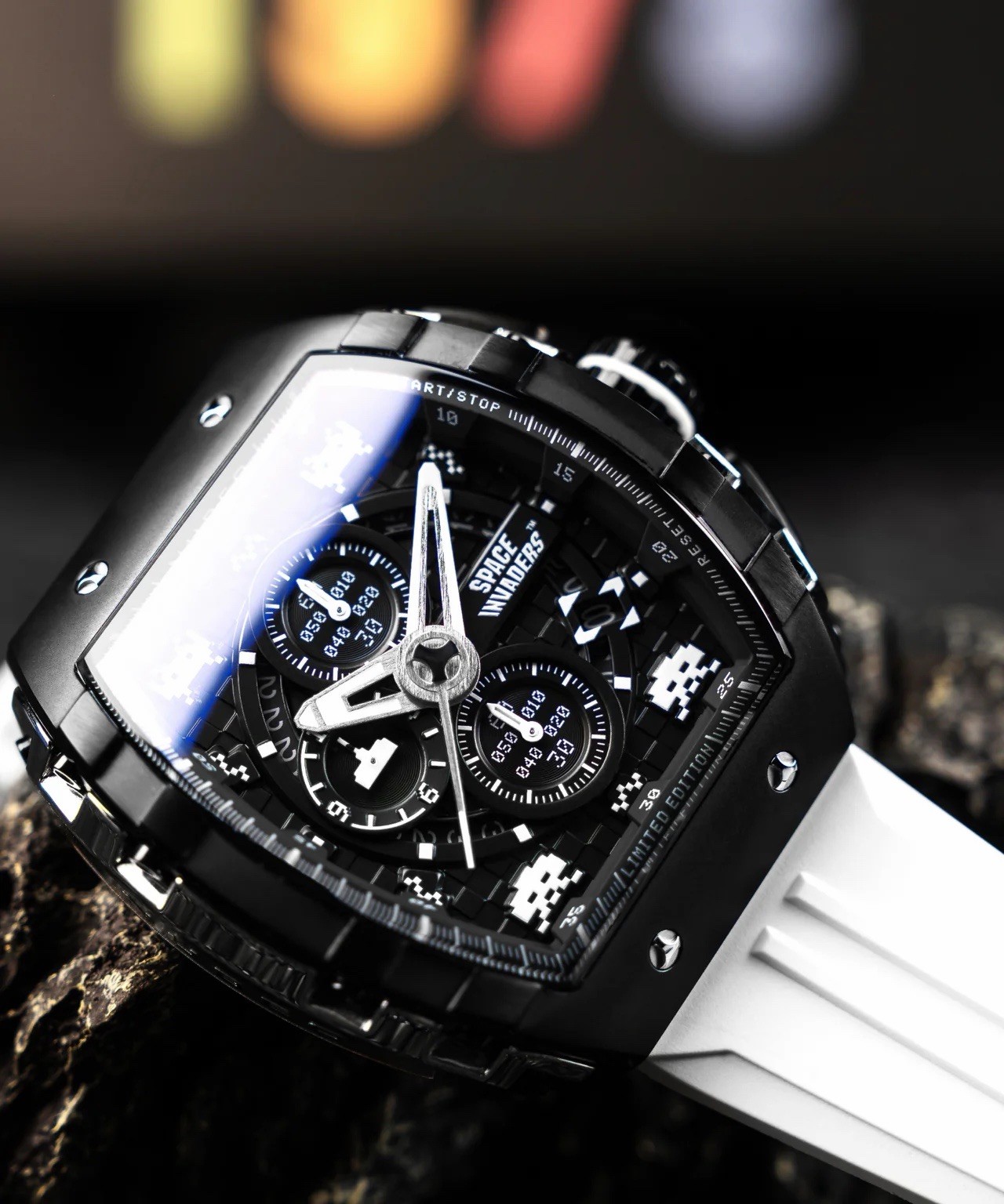 NUBEO MAGELLAN CHRONOGRAPH SPACE INVADERS LIMITED EDITION LUNAR BLACK WATCH LE