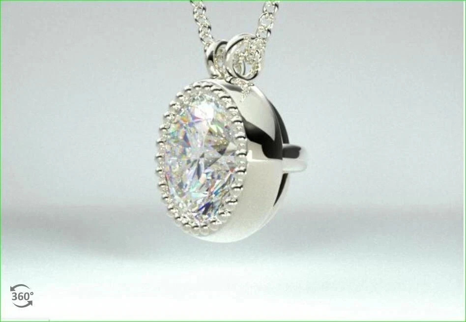 2.00Ct Lab Created Diamond Round Bezel Set Pendant 14K White Gold Silver Plated