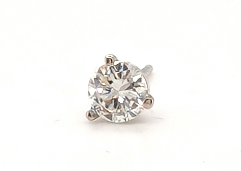 Diamond Single Stud Earring Mined .50ct E-F SI1 14K White Gold 3 Prong