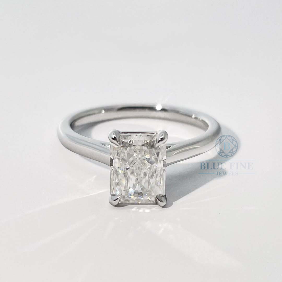 3.00Ct Emerald Cut CZ Diamond Ring 14k Gold Ring Solitaire Engagement Ring