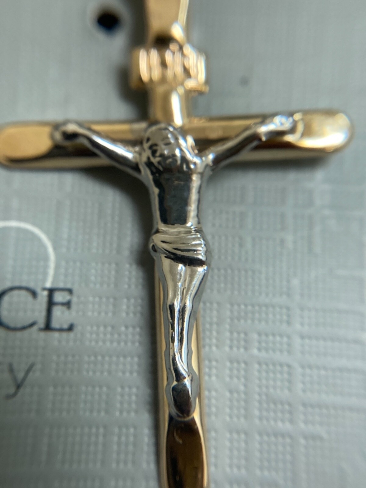 10K Yellow White Gold Solid INRI Crucifix Jesus Cross Pendant BRAND NEW USA