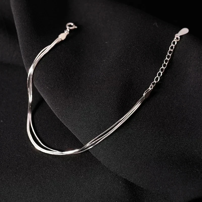 Share Genuine 925 Sterling Silver Ankle Bracelet Women Anklet Foot Jewelry Chain