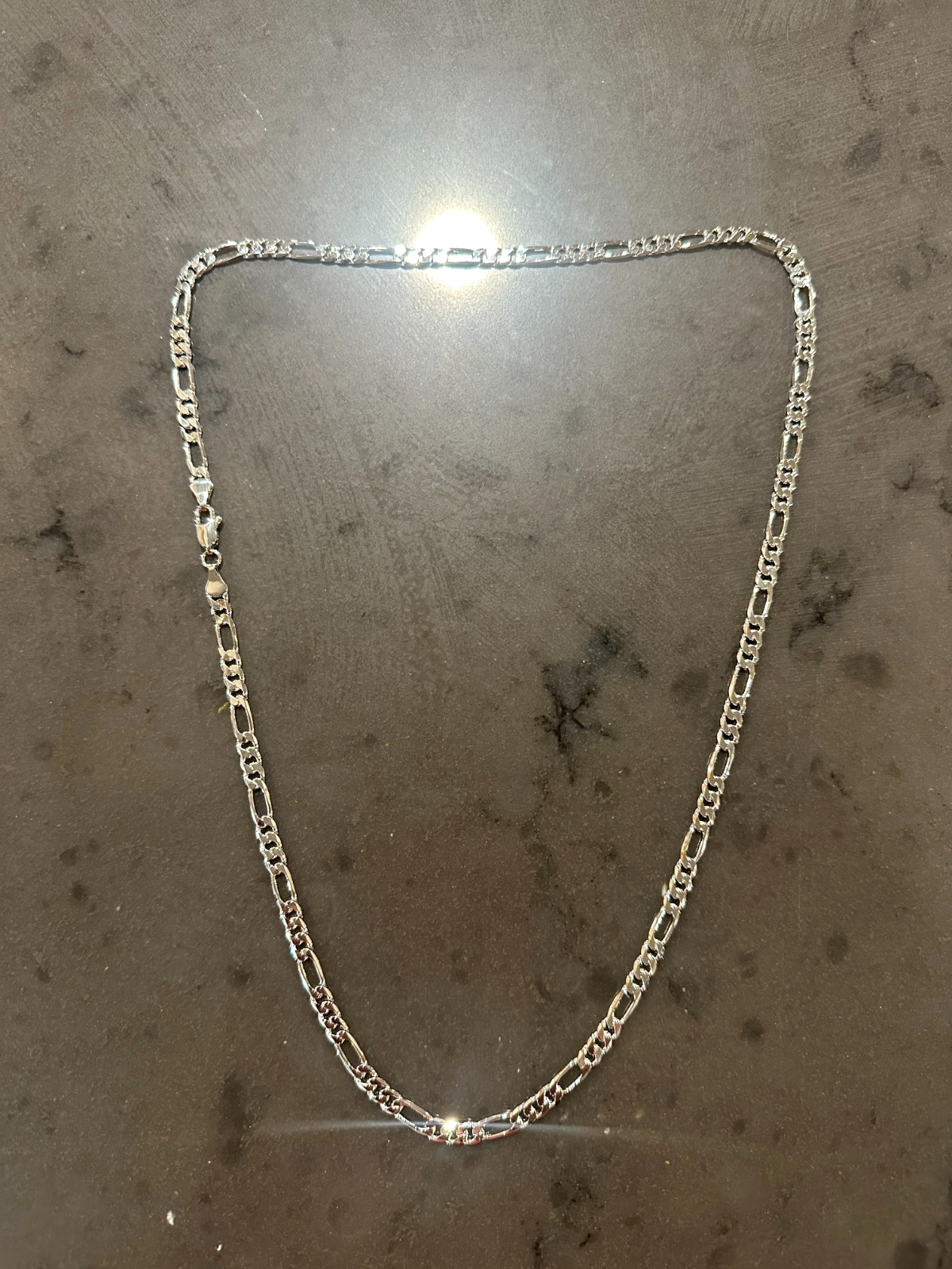 Men’s 925 Silver Figaro Chain 24 Inches ” 4mm Plated Necklace