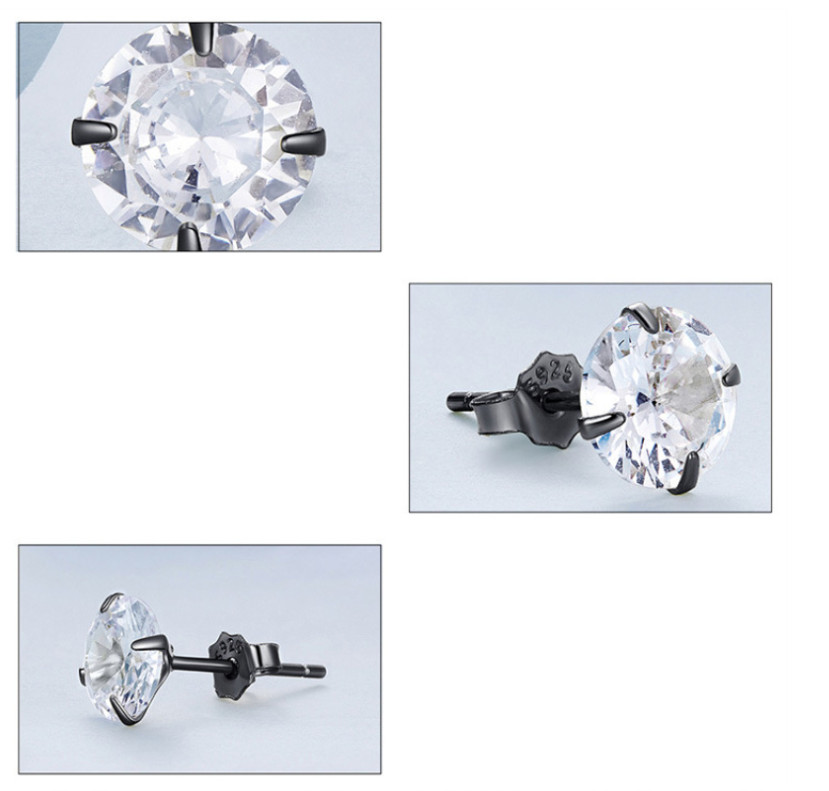 GENUINE SOLID 925 STERLING SILVER CUBIC ZIRCONIA STUD EARRINGS 2-8mm WOMEN PE24