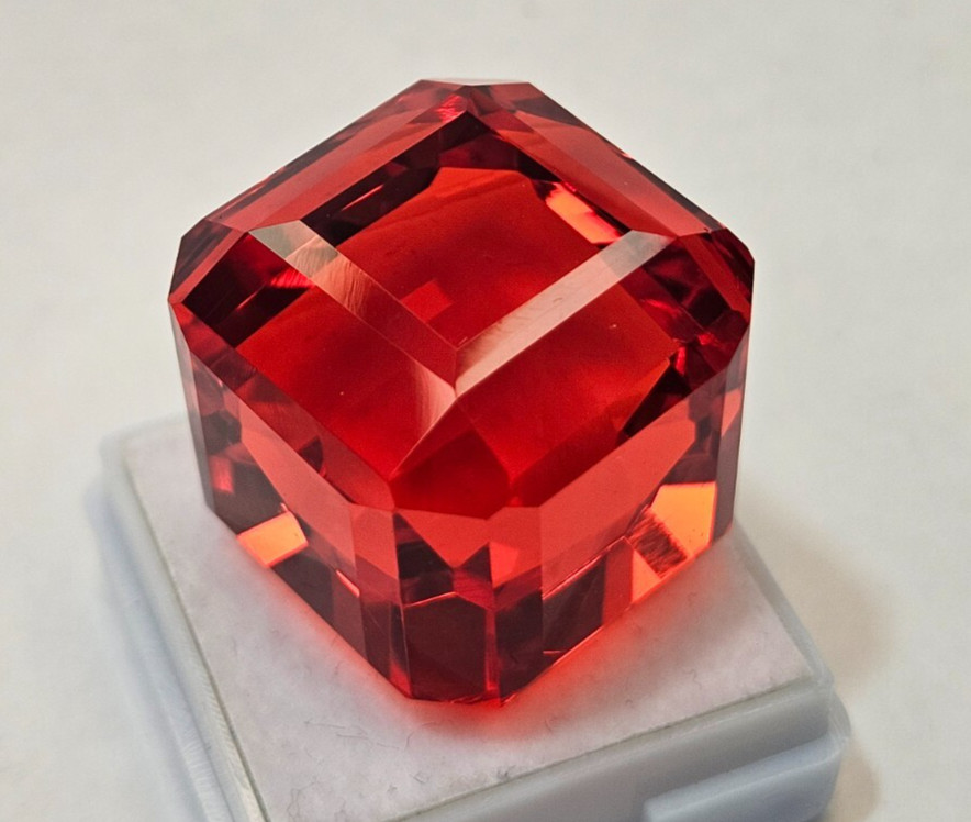 Cube Cut Natural 101.95 Ct Red Orange Mexican Fire Opal Loose Gemstone KH1112
