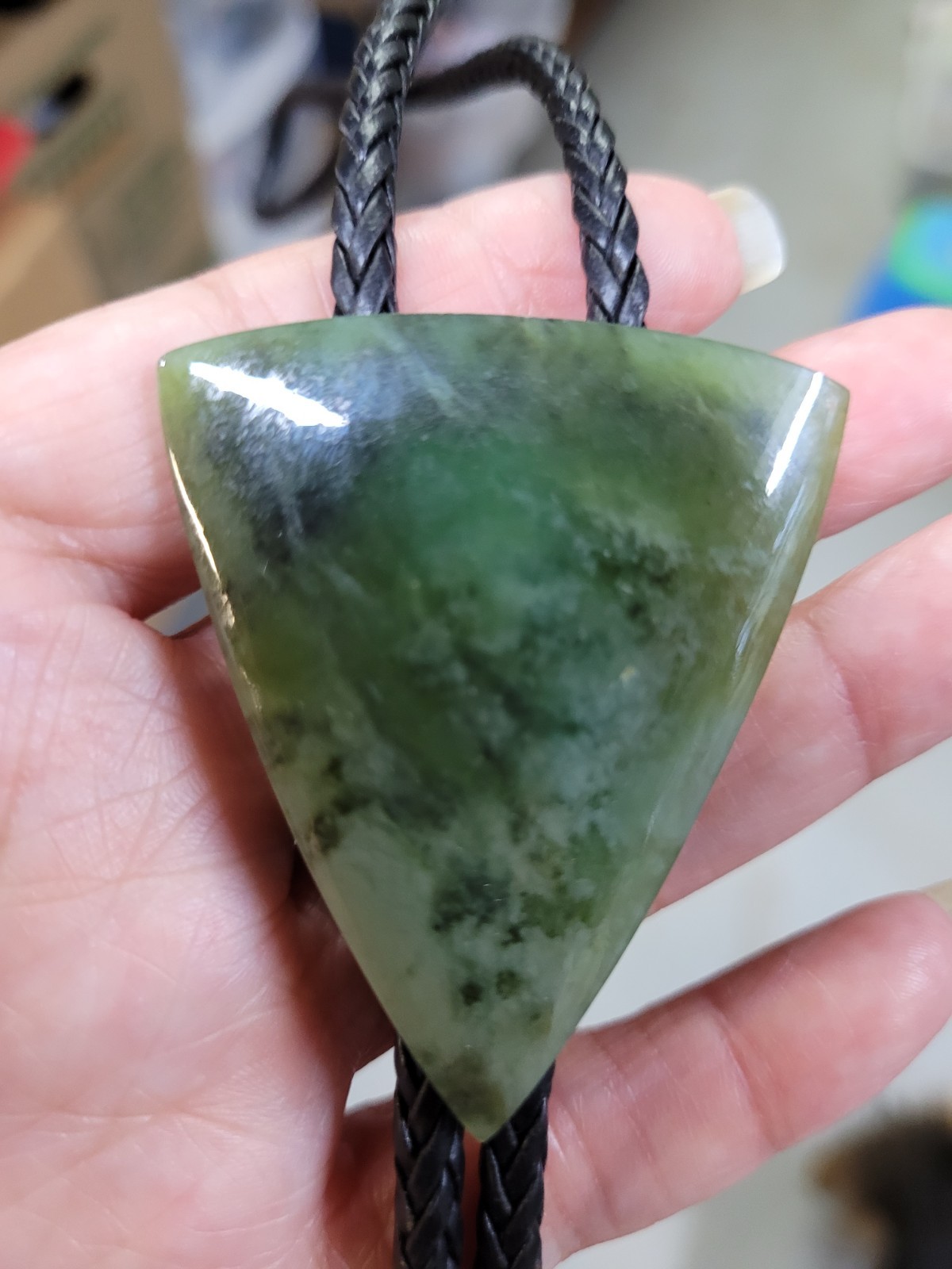 Bolo Tie With Jade and Bennett Style Type Slide Clip