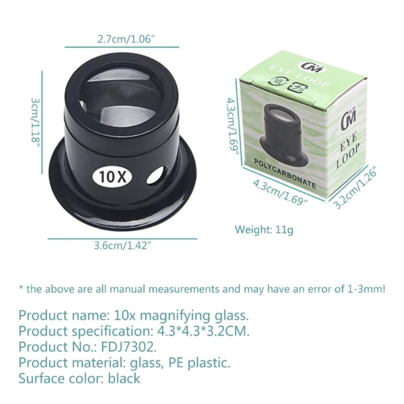 Watchmaker Eye Loupe Loop Magnifier Glass 5X 10X 15X 20X for Watch Repair Tool